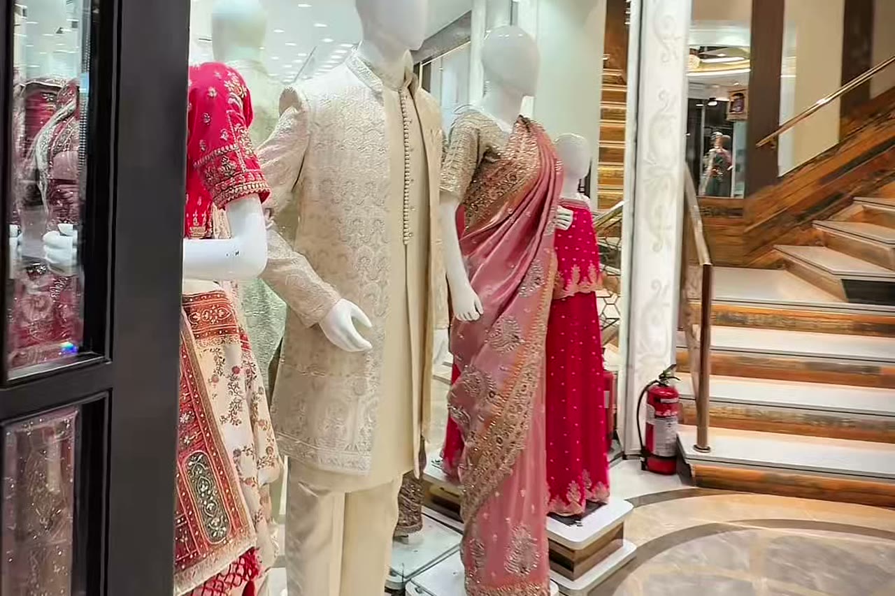 Inside Kalapi Fashions, the ethnic wear collection and staircase at the S. V. Road, Borivali West store in Mumbai
